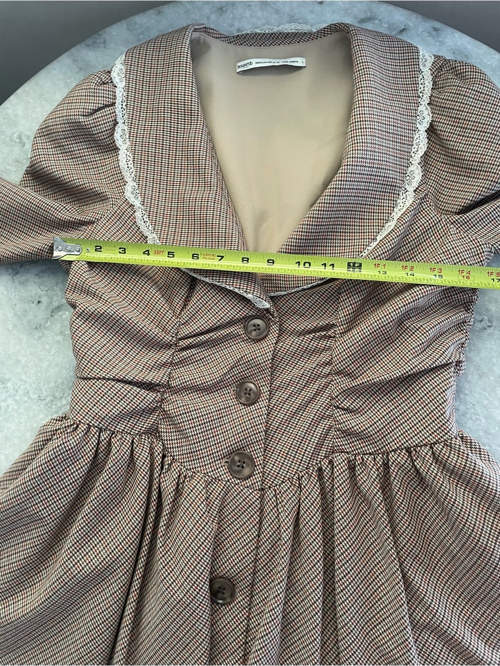 House of CB Sable Brown Puppytooth Check Mini Dress - Picture 6 of 15